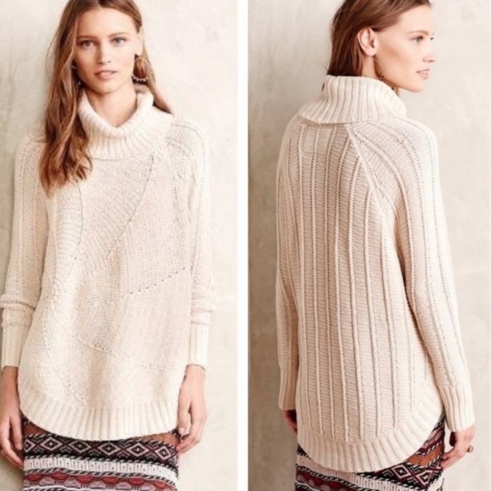 Angle of the North Sweater Harvest Moon Beige Cowl Neck Small